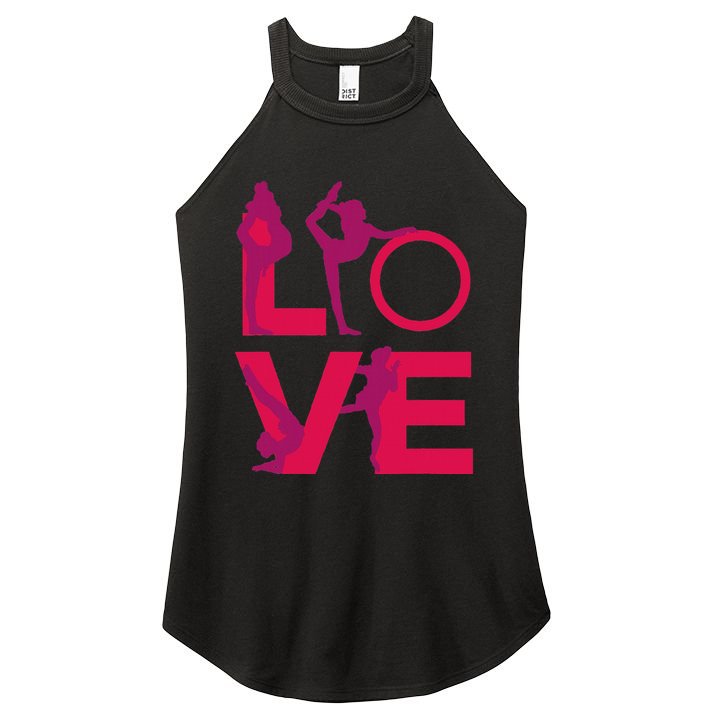 Love Gymnastics Funny Gymnast Turns Flips Girl Gift Women's Perfect Tri Rocker Tank