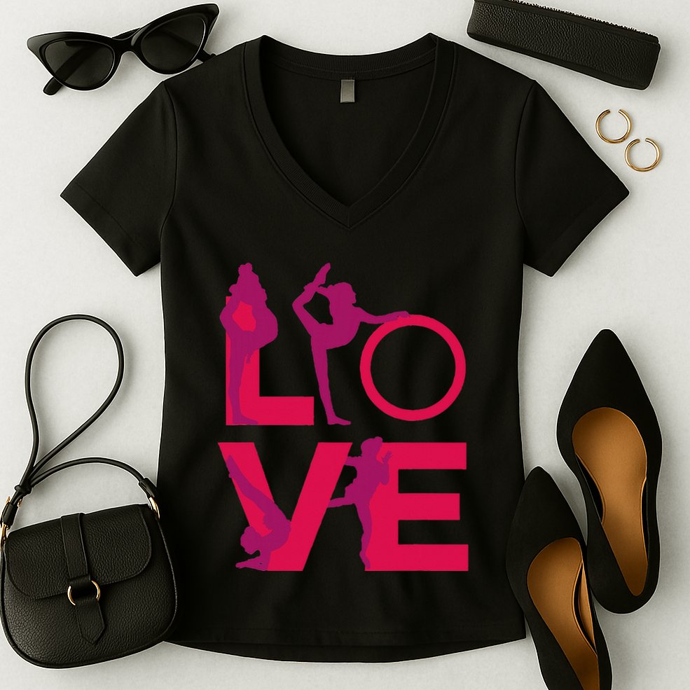 Love Gymnastics Funny Gymnast Turns Flips Girl Gift Women's V-Neck T-Shirt
