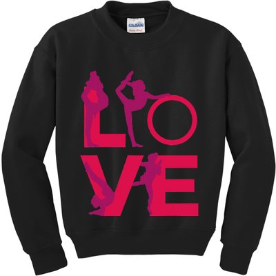 Love Gymnastics Funny Gymnast Turns Flips Girl Gift Kids Sweatshirt