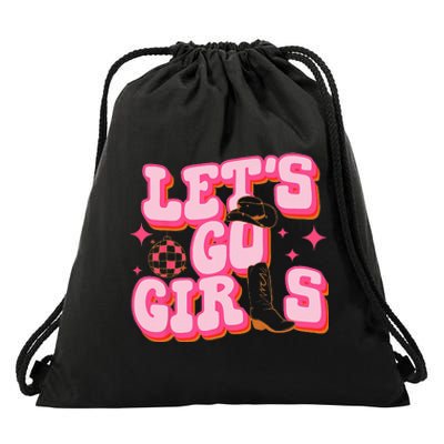 Lets Go Girls Cowgirl Hat Cowboy Boots Bachelorette Party Drawstring Bag