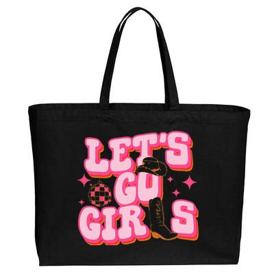 Lets Go Girls Cowgirl Hat Cowboy Boots Bachelorette Party Cotton Canvas Jumbo Tote