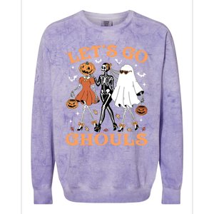 Lets Go Ghouls Ghost Skeleton Pumpkin Halloween Gift Colorblast Crewneck Sweatshirt