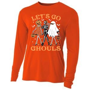 Lets Go Ghouls Ghost Skeleton Pumpkin Halloween Gift Cooling Performance Long Sleeve Crew