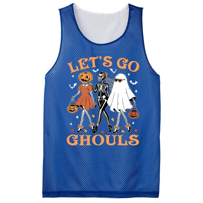 Lets Go Ghouls Ghost Skeleton Pumpkin Halloween Gift Mesh Reversible Basketball Jersey Tank