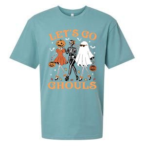 Lets Go Ghouls Ghost Skeleton Pumpkin Halloween Gift Sueded Cloud Jersey T-Shirt