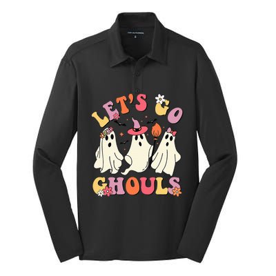 Lets Go Ghouls Funny Ghost Halloween Costume Silk Touch Performance Long Sleeve Polo