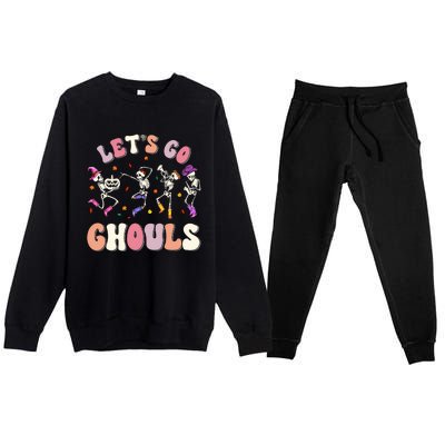 Let's Go Ghouls Spooky Season Halloween Trick Or Treat Retro Cute Gift Premium Crewneck Sweatsuit Set