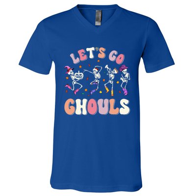 Let's Go Ghouls Spooky Season Halloween Trick Or Treat Retro Cute Gift V-Neck T-Shirt