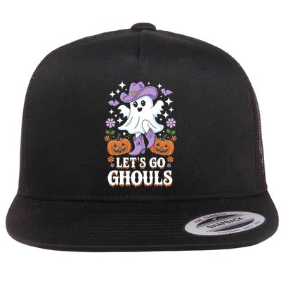 LetS Go Ghouls Funny Spooky Ghosts Floral Graphic Halloween Gift Flatbill Hat
