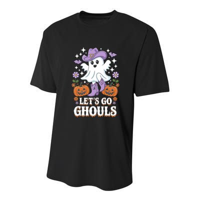 LetS Go Ghouls Funny Spooky Ghosts Floral Graphic Halloween Gift Youth Performance Sprint T-Shirt