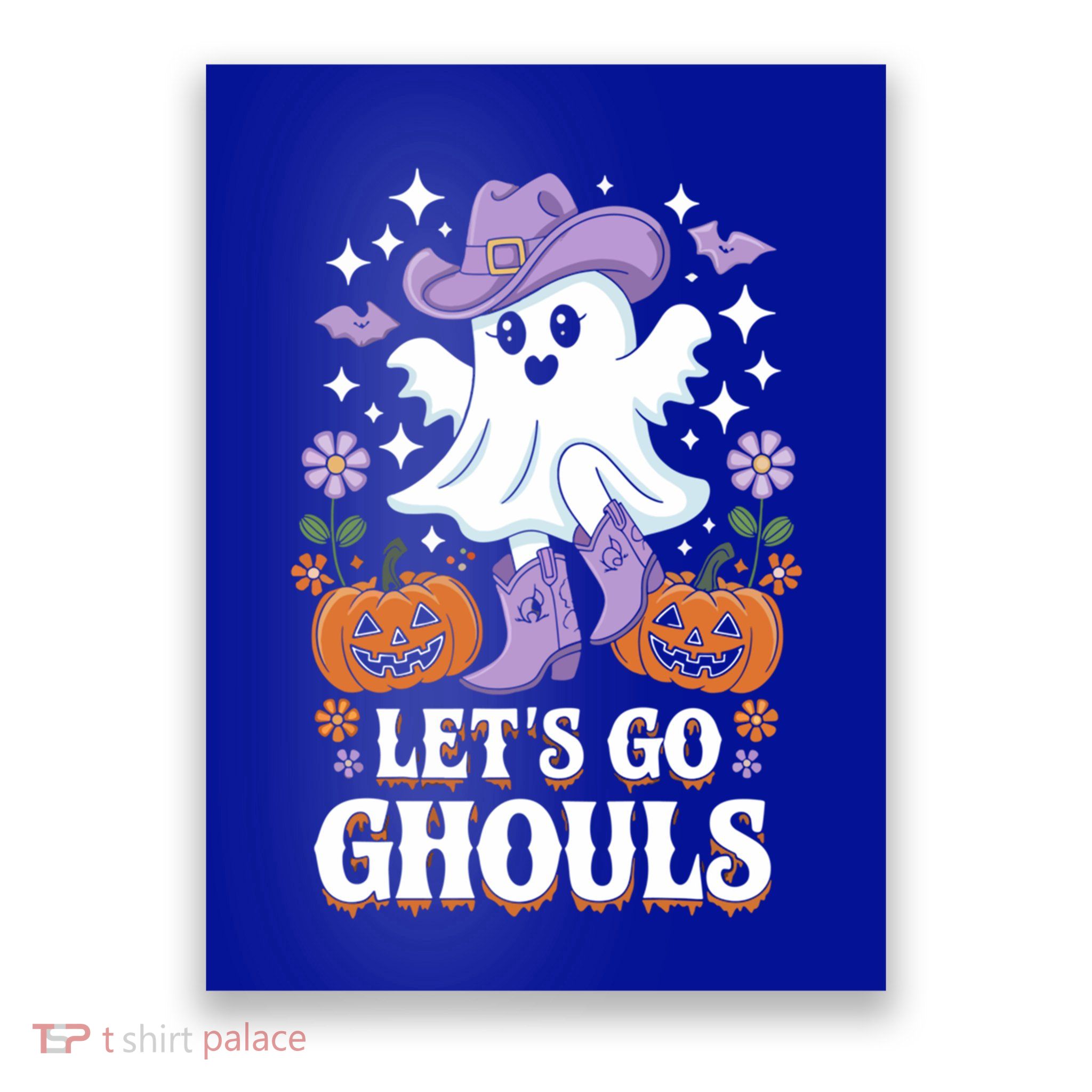LetS Go Ghouls Funny Spooky Ghosts Floral Graphic Halloween Gift Poster