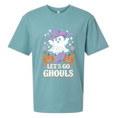 LetS Go Ghouls Funny Spooky Ghosts Floral Graphic Halloween Gift Sueded Cloud Jersey T-Shirt