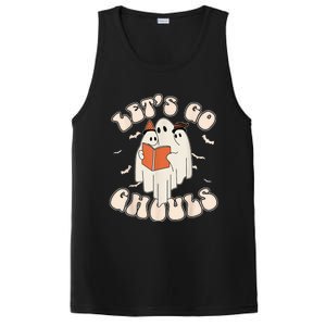 Lets Go Ghouls Retro Ghost Books Trick Or Teach Halloween PosiCharge Competitor Tank