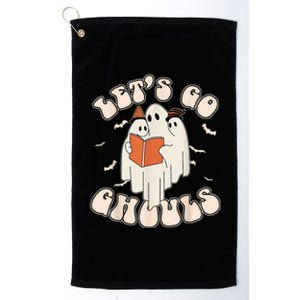 Lets Go Ghouls Retro Ghost Books Trick Or Teach Halloween Platinum Collection Golf Towel