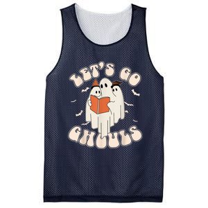 Lets Go Ghouls Retro Ghost Books Trick Or Teach Halloween Mesh Reversible Basketball Jersey Tank