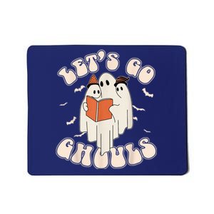 Lets Go Ghouls Retro Ghost Books Trick Or Teach Halloween Mousepad