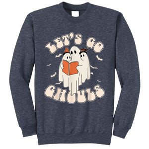 Lets Go Ghouls Retro Ghost Books Trick Or Teach Halloween Sweatshirt