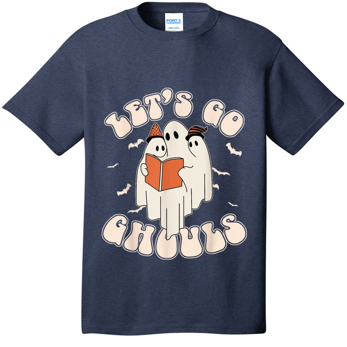 Lets Go Ghouls Retro Ghost Books Trick Or Teach Halloween T-Shirt