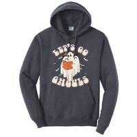 Lets Go Ghouls Retro Ghost Books Trick Or Teach Halloween Tall Hoodie