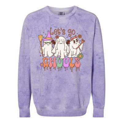 LetS Go Ghouls Funny Halloween Cute Ghost Costume Retro Gift Colorblast Crewneck Sweatshirt