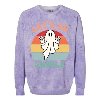 LetS Go Ghouls Ghost Halloween Costume Outfit Retro Groovy Cute Gift Colorblast Crewneck Sweatshirt