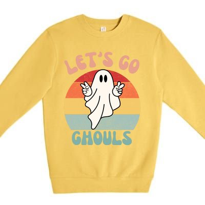 LetS Go Ghouls Ghost Halloween Costume Outfit Retro Groovy Cute Gift Premium Crewneck Sweatshirt