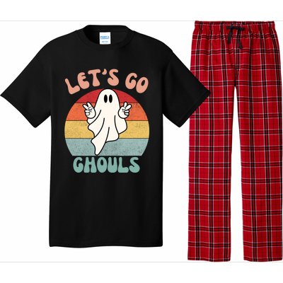 LetS Go Ghouls Ghost Halloween Costume Outfit Retro Groovy Cute Gift Pajama Set