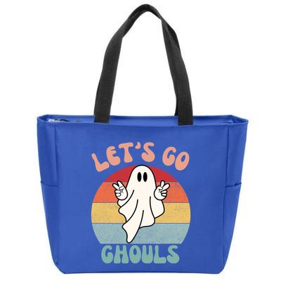 LetS Go Ghouls Ghost Halloween Costume Outfit Retro Groovy Cute Gift Zip Tote Bag