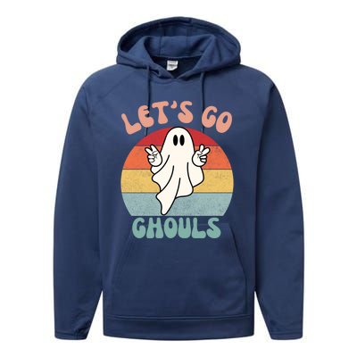 LetS Go Ghouls Ghost Halloween Costume Outfit Retro Groovy Cute Gift Performance Fleece Hoodie