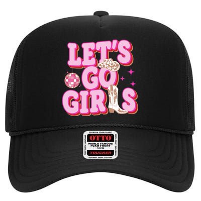 Lets Go Girl Cowgirl Howdy High Crown Mesh Back Trucker Hat