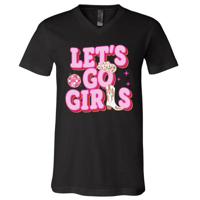 Lets Go Girl Cowgirl Howdy V-Neck T-Shirt