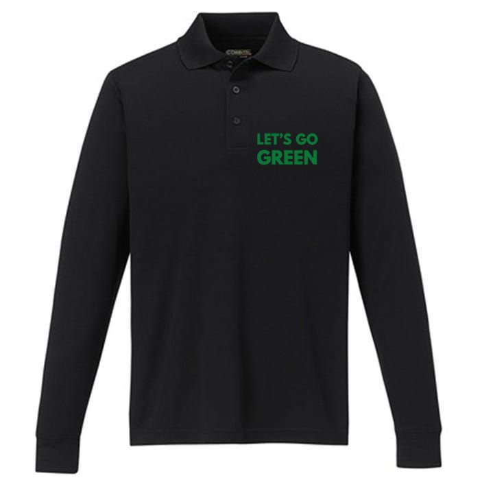 LetS Go Green Sport Wear Performance Long Sleeve Polo