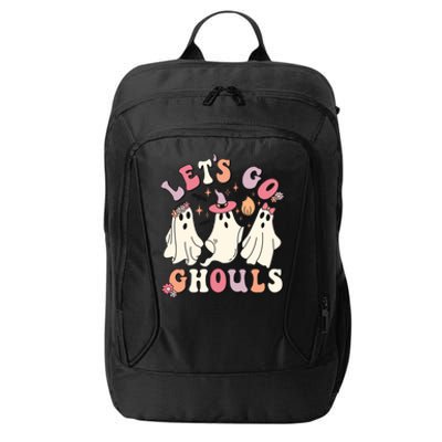 Let's Go Ghouls Funny Halloween Cute Groovy Ghost Retro Gift City Backpack