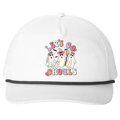 Let's Go Ghouls Funny Halloween Cute Groovy Ghost Retro Gift Snapback Five-Panel Rope Hat