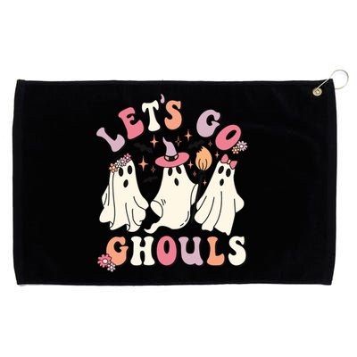 Let's Go Ghouls Funny Halloween Cute Groovy Ghost Retro Gift Grommeted Golf Towel