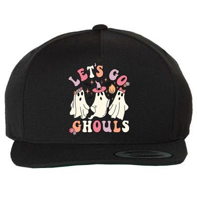 Let's Go Ghouls Funny Halloween Cute Groovy Ghost Retro Gift Wool Snapback Cap