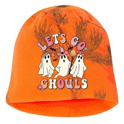 Let's Go Ghouls Funny Halloween Cute Groovy Ghost Retro Gift Kati - Camo Knit Beanie