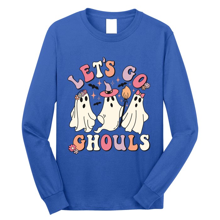 Let's Go Ghouls Funny Halloween Cute Groovy Ghost Retro Gift Long Sleeve Shirt