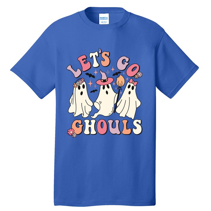 Let's Go Ghouls Funny Halloween Cute Groovy Ghost Retro Gift Tall T-Shirt