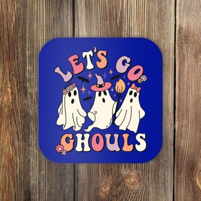 Let's Go Ghouls Funny Halloween Cute Groovy Ghost Retro Gift Coaster