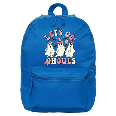 Let's Go Ghouls Funny Halloween Cute Groovy Ghost Retro Gift 16 in Basic Backpack