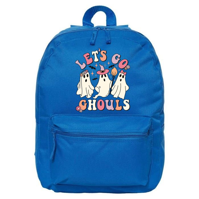 Let's Go Ghouls Funny Halloween Cute Groovy Ghost Retro Gift 16 in Basic Backpack