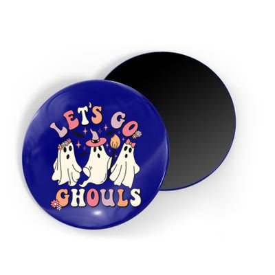 Let's Go Ghouls Funny Halloween Cute Groovy Ghost Retro Gift Magnet