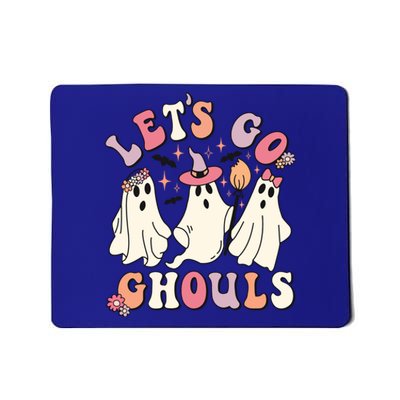 Let's Go Ghouls Funny Halloween Cute Groovy Ghost Retro Gift Mousepad