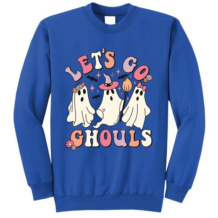 Let's Go Ghouls Funny Halloween Cute Groovy Ghost Retro Gift Tall Sweatshirt