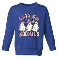 Let's Go Ghouls Funny Halloween Cute Groovy Ghost Retro Gift Toddler Sweatshirt