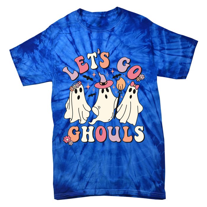 Let's Go Ghouls Funny Halloween Cute Groovy Ghost Retro Gift Tie-Dye T-Shirt