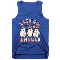 Let's Go Ghouls Funny Halloween Cute Groovy Ghost Retro Gift Tank Top