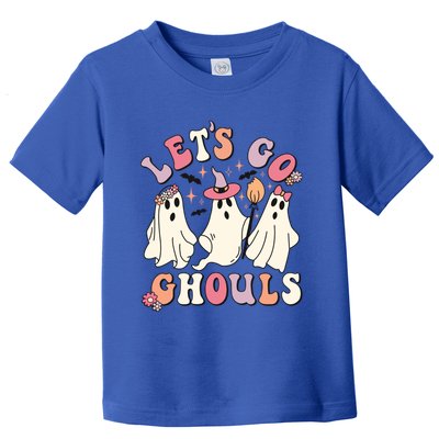 Let's Go Ghouls Funny Halloween Cute Groovy Ghost Retro Gift Toddler T-Shirt