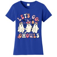 Let's Go Ghouls Funny Halloween Cute Groovy Ghost Retro Gift Women's T-Shirt